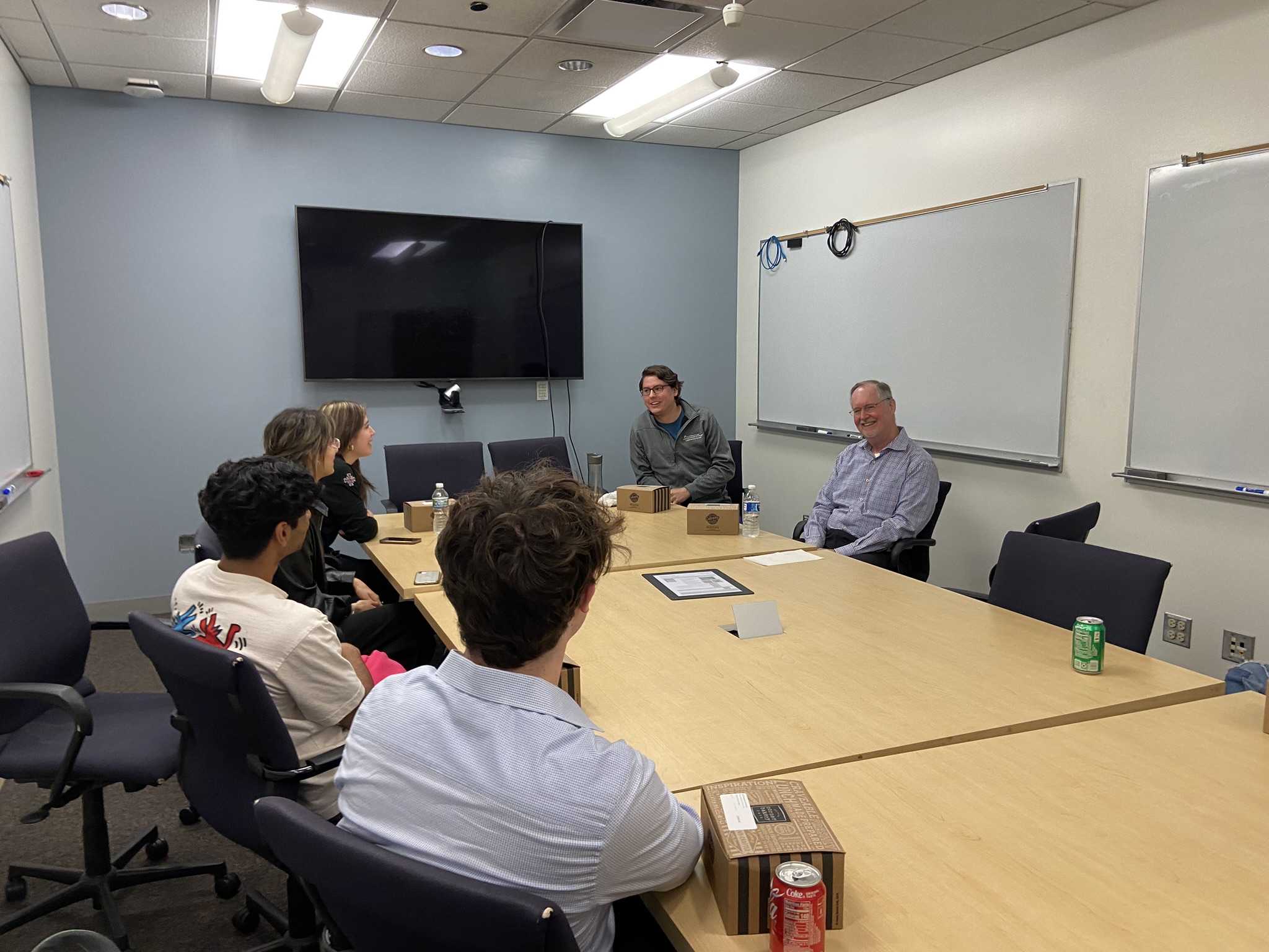 Two physician faculty members lead a Lunch and Learn session on applying to medical school